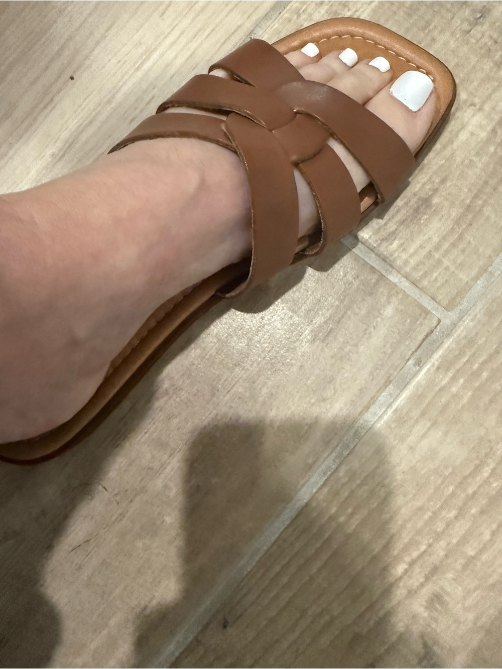 Seychelles Tan Brown Braided Leather Slide Sandals